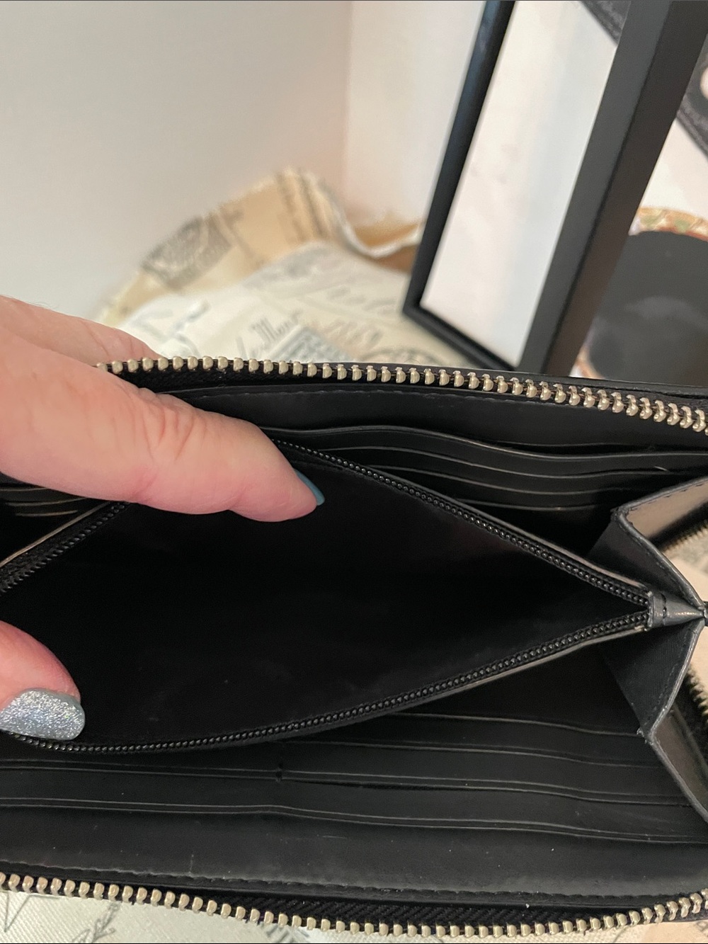 Coach Black and Gray Signature Zip Wallet - Picture 11 of 16